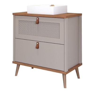Gabinete Para Banheiro 60 Cm 100% Mdf 1 Gaveta 1 Porta Basculante Veneto Mgm Móveis Cappuccino/freijo Cappuccino/freijo
