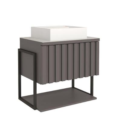 Gabinete Para Banheiro 60cm 100% Mdf Metalon 20x20 1 Porta Basculante Frisê Mgm Móveis Titãnio Metalon Titanio