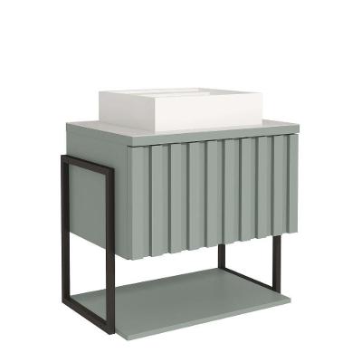 Gabinete Para Banheiro 60cm 100% Mdf Metalon 20x20 1 Porta Basculante Frisê Mgm Móveis Pistache Metalon Pistache