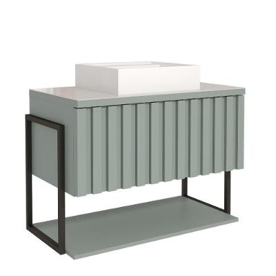 Gabinete Para Banheiro 80cm 100% Mdf Metalon 20x20 1 Porta Basculante Frisê Mgm Móveis Pistache Metalon Pistache