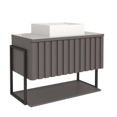 Gabinete Para Banheiro 80cm 100% Mdf Metalon 20x20 1 Porta Basculante Frisê Mgm Móveis Titãnio Metalon Titanio