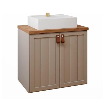 Gabinete Para Banheiro 60cm 100% Mdf 2 Portas Alure Mgm Móveis Cappuccino/freijo Cappuccino/freijo