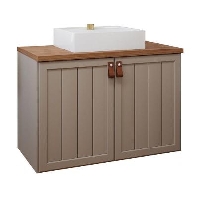 Gabinete Para Banheiro 80cm 100% Mdf 2 Portas Alure Mgm Móveis Cappuccino/freijo Cappuccino/freijo