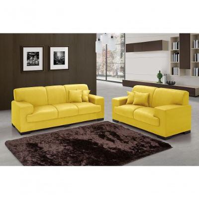 Sofá Manu Conjunto 2 E 3 Lugares Clássico Fixo Confortável Sala Império Amarelo 374