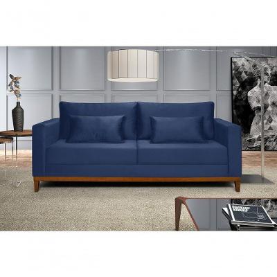 Sofá Bahamas 1,70 Veludo Living Fixo Império Veludo Azul Marinho 171