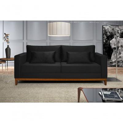 Sofá Bahamas 1,70 Veludo Living Fixo Império Veludo Preto 176