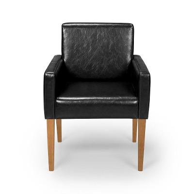 Cadeira Poltrona Capri Decorativa Couríssimo Sala De Estar Escritório Recepção Império Preto