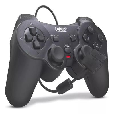 Controle Joystick Manete Ps2 Ps1 Plug And Play Dualshock Preto Com Fio