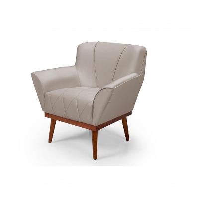 Cadeira Poltrona Yasmin Veludo Decorativa Império Estofados Bege