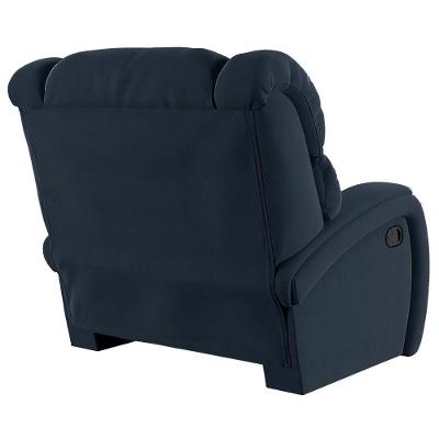 Poltrona Do Papai Reclinável Napoli Manual Gatilho Veludo Azul Fh1