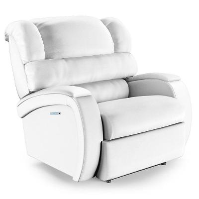 Poltrona Do Papai Reclinável Napoli Elétrica Botão Led Massagem Pu Fh1 Branco