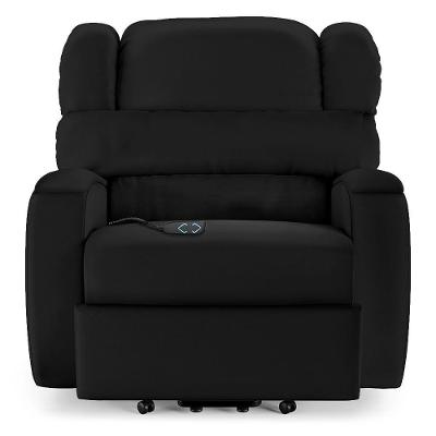 Poltrona Do Papai Reclinável Napoli Elevação Lift Elétrico Pu Preto Brilho Fh1