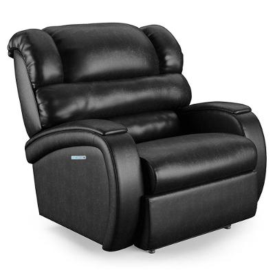 Poltrona Papai Reclinável Napoli Elétrica Botão Led Massagem Pu Brilho Fh1 Preto