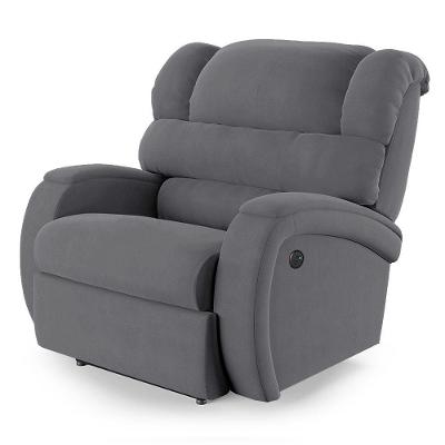 Poltrona Do Papai Reclinável Napoli Power Touch Usb Veludo Cinza Fh1