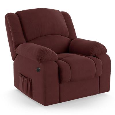 Poltrona Do Papai Reclinável Melim Elétrica Led Massagem Veludo Vinho Fh1