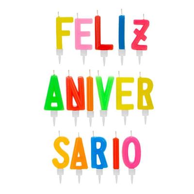Vela Letras Feliz Aniversário Colorida 16 Peças Art House