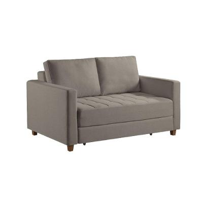Sofá Cama Marcelle 2 Lugares 150 Casal Veludo Paris Pés De Madeira Talento Móveis Grafite Com Castanho