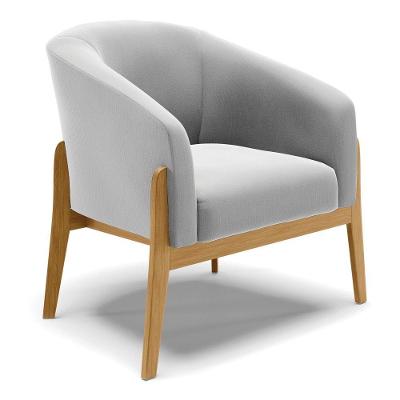 Cadeira Sala De Jantar Base De Madeira Kit 2 Stella Suede D03 - D\'rossi Cor Cinza