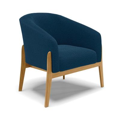 Cadeira Sala De Jantar Base De Madeira Stella Bouclê D03 - D\'rossi Cor Azul