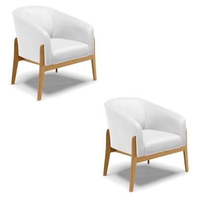Cadeira Sala De Jantar Base De Madeira Kit 2 Stella Sintético D03 - D'rossi Cor Branco