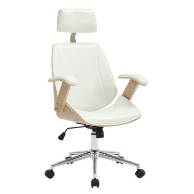 Cadeira De Escritório Lisboa - Natural E Pu Branco