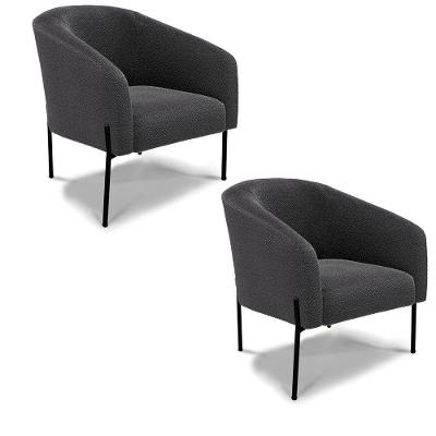 Cadeira Sala De Jantar Pé De Ferro Preto Kit 2 Stella Bouclê D03 - D\'rossi Cor Grafite