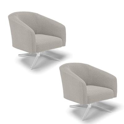 Cadeira Sala De Jantar Giratória Cromada Kit 2 Stella Bouclê D03 - D\'rossi Cor Cinza