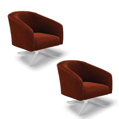 Cadeira Sala De Jantar Giratória Cromada Kit 2 Stella Bouclê D03 - D\'rossi Cor Terra