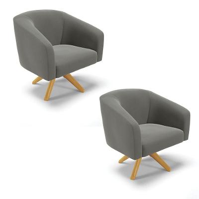 Cadeira Sala De Jantar Giratória Ma30 Kit 2 Stella Suede D03 - D\'rossi Cor Grafite
