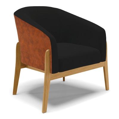 Cadeira Sala De Jantar Base De Madeira Stella Noz/linho D03 - D'rossi Cor Preto