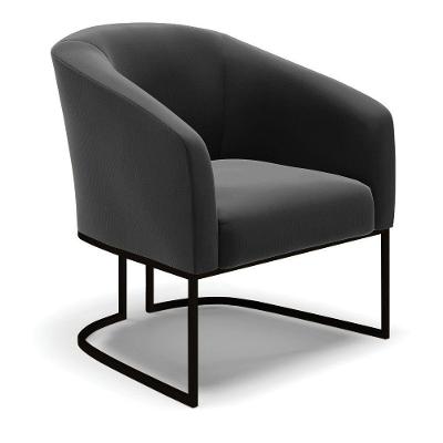Cadeira Sala De Jantar Base Industrial Preto Stella Suede D03 - D\'rossi Cor Preto