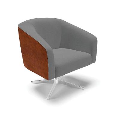 Cadeira Sala De Jantar Giratória Base Cromada Stella Noz/linho D03 - D\'rossi Cor Grafite