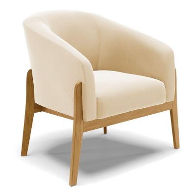 Cadeira Sala De Jantar Base De Madeira Stella Suede D03 - D'rossi Cor Bege