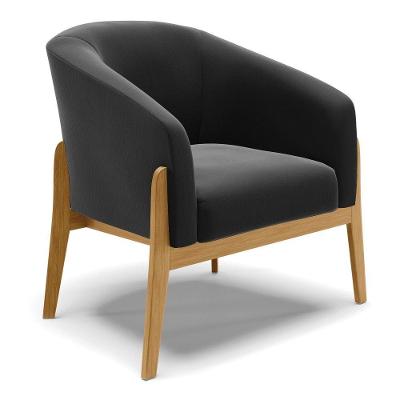 Cadeira Sala De Jantar Base De Madeira Stella Suede D03 - D'rossi Cor Preto