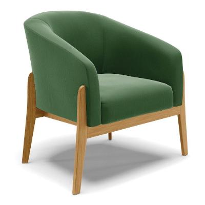 Cadeira Sala De Jantar Base De Madeira Stella Suede D03 - D'rossi Cor Verde
