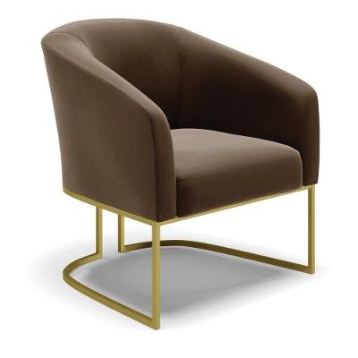 Cadeira Sala De Jantar Base Industrial Dourado Stella Suede D03 - D'rossi Cor Marrom