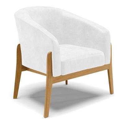 Cadeira Sala De Jantar Base De Madeira Stella Sintético Pu D03 - D'rossi Cor Branco