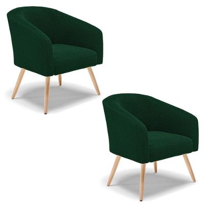 Cadeira Sala De Jantar Pé Palito Natural Kit 2 Stella Bouclê D03 - D'rossi Cor Verde