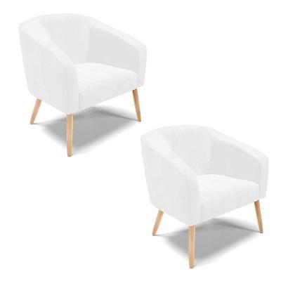 Cadeira Sala De Jantar Pé Palito Natural Kit 2 Stella Sintético Pu D03 - D'rossi Cor Branco
