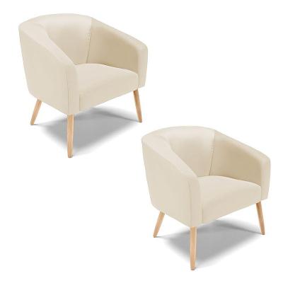 Cadeira Sala De Jantar Pé Palito Natural Kit 2 Stella Sintético D03 - D'rossi Cor Bege