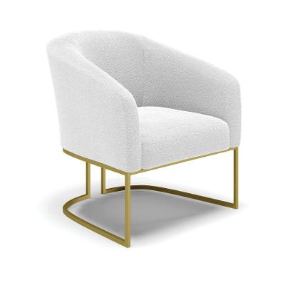 Cadeira Sala De Jantar Base Industrial Dourada Stella Bouclê D03 - D'rossi Cor Off White