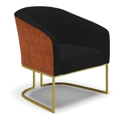 Cadeira Sala De Jantar Base Industrial Dourada Stella Noz/linho D03 - D'rossi Cor Preto