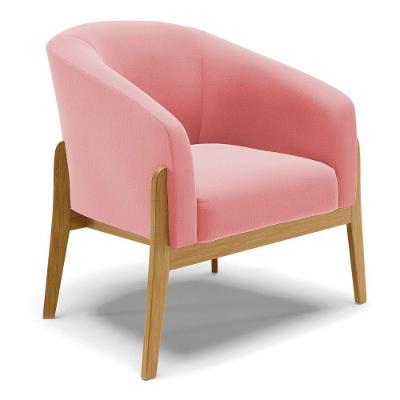 Cadeira Sala De Jantar Base De Madeira Stella Suede D03 - D'rossi Cor Rose