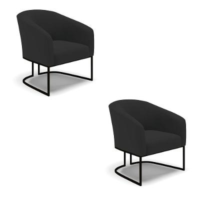 Cadeira Sala De Jantar Base Industrial Preto Kit 2 Stella Veludo D03 - D'rossi Cor Preto