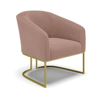 Cadeira Sala De Jantar Base Industrial Dourada Stella Bouclê D03 - D'rossi Cor Rose