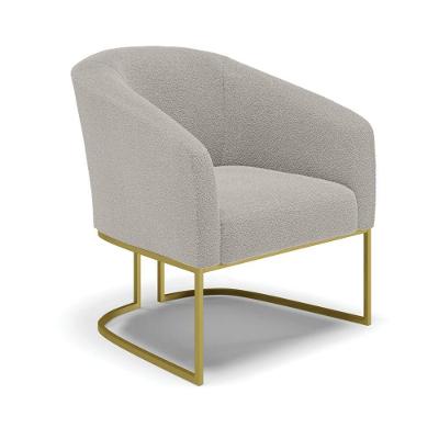 Cadeira Sala De Jantar Base Industrial Dourada Stella Bouclê D03 - D'rossi Cor Cinza