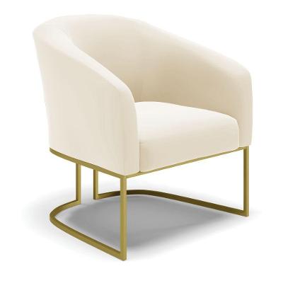 Cadeira Sala De Jantar Base Industrial Dourado Stella Veludo D03 - D'rossi Cor Bege