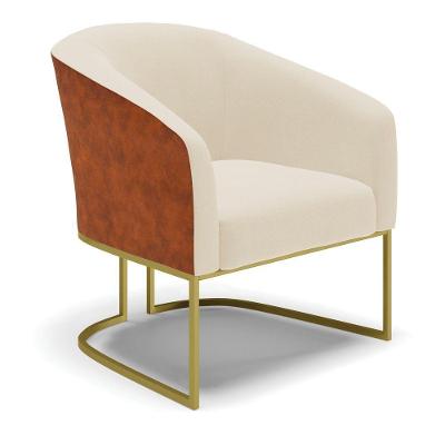 Cadeira Sala De Jantar Base Industrial Dourada Stella Noz/linho D03 - D'rossi Cor Bege