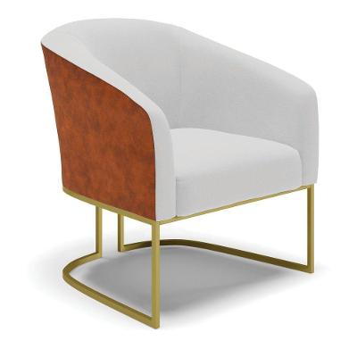 Cadeira Sala De Jantar Base Industrial Dourada Stella Noz/linho D03 - D'rossi Cor Cinza