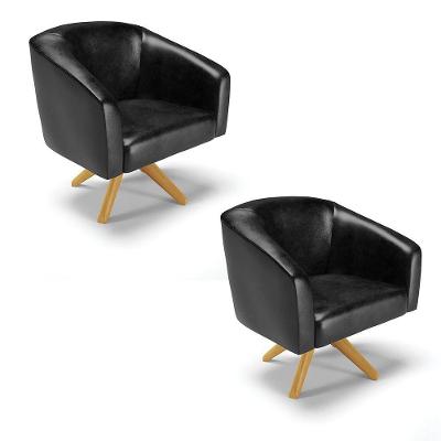 Cadeira Sala De Jantar Giratória Ma30 Kit 2 Stella Sintético Pu D03 - D'rossi Cor Preto